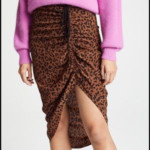 Diane Von Furstenberg Ruched Leopard Silk Skirt